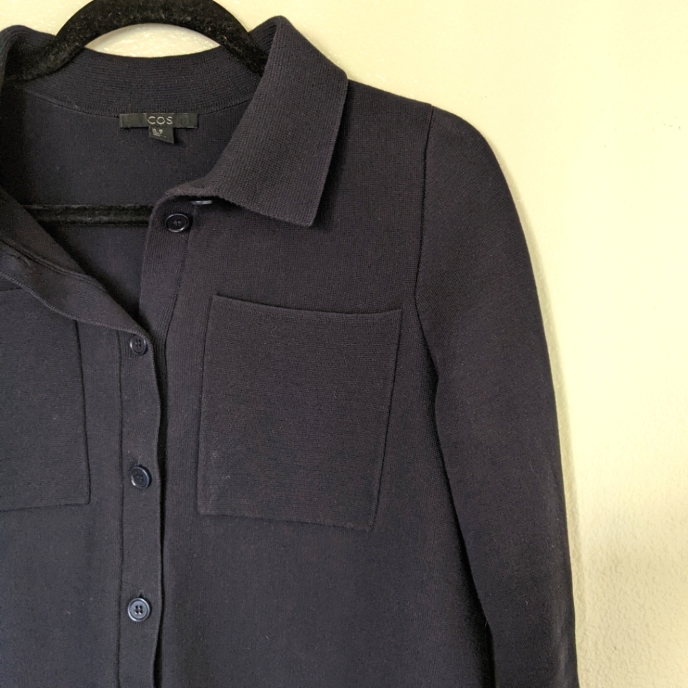 COS Deep Blue Button-Up Knit